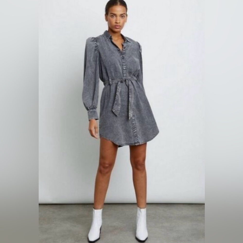 Avec Les Filles denim shirt dress in a washed black NWT